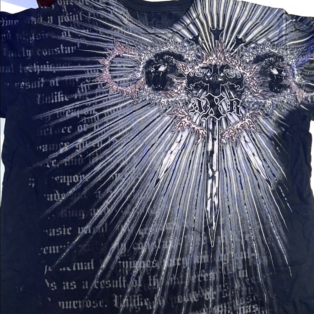 AXR Xzavier Black T-shirt Y2K Grunge All Over Print size XL made in the USA